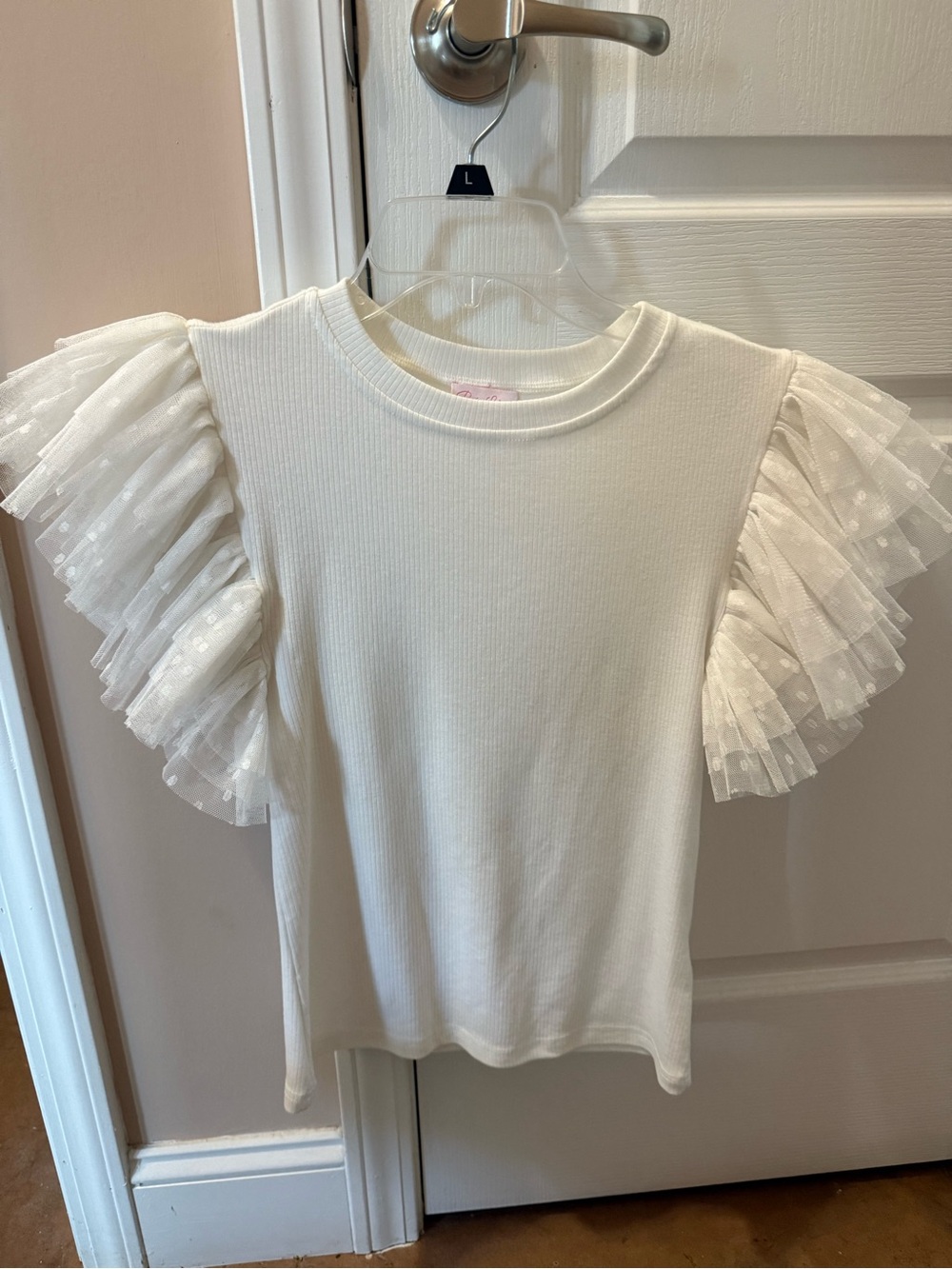 White Ruffle Sleeve Top - Picture 5 of 5